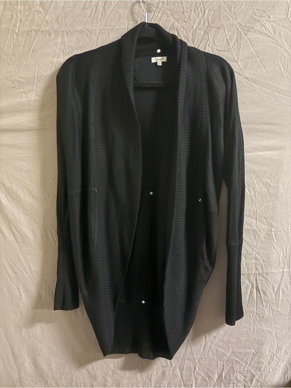 Kismet Black Open-Front Shawl Collar Cardigan